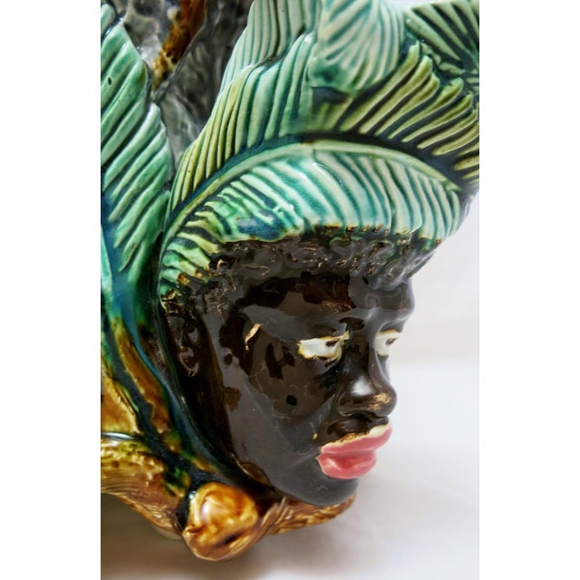 Antique French Onnaing Majolica Blackamoor and Lions Jardinière, C. 1900 For Sale - Image 10 of 12