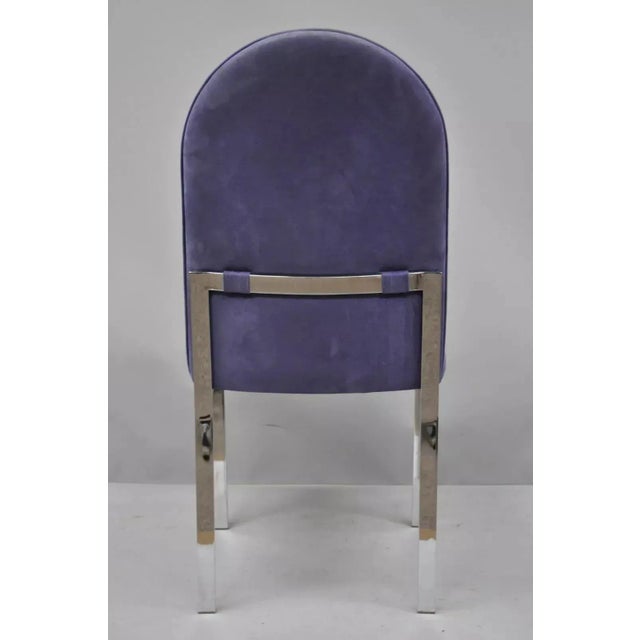 Vintage Mid Century Modern Chrome Flat Bar Dining Side Chair attributed to Tri Mark Designs (A). Item features polished...