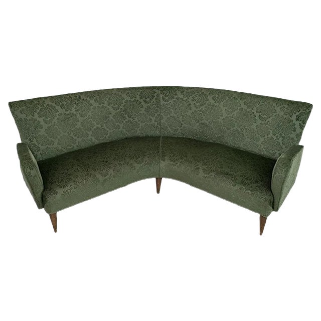 Mid-Century Italian Velvet & Damask Sofa, 1950s For Sale