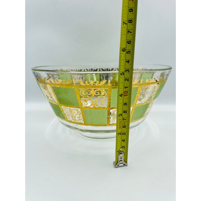Mid 20th Century Mid-Century Modern Culver Prado 22k Gold & Green Glass Serving Bowl For Sale - Image 9 of 10