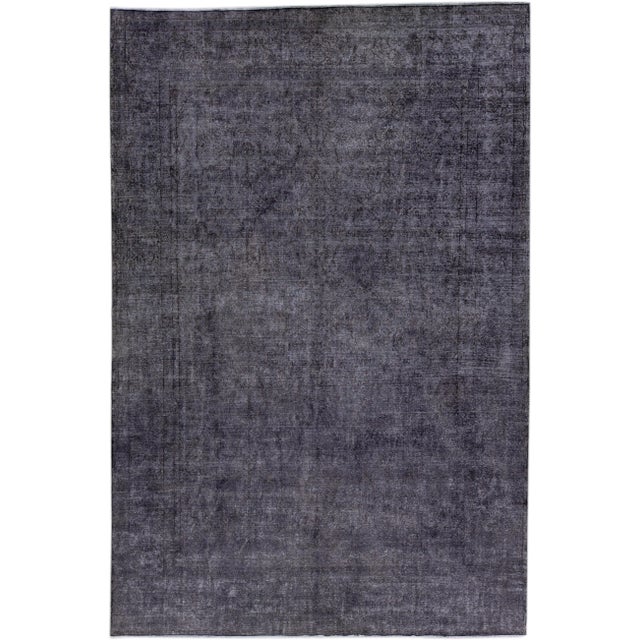 Vintage Persian Overdyed Handmade Medallion Gray Wool Rug For Sale - Image 11 of 11