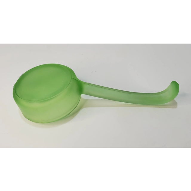 Victorian Art Deco Satin Uranium Glass Mayonnaise Spoon For Sale - Image 3 of 7