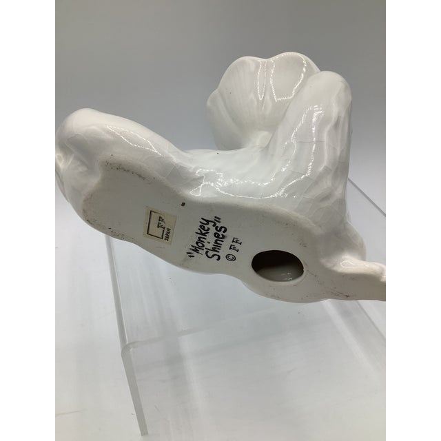 Vintage Fitz and Floyd White Ceramic Monkey Votive Holders Japan - Set of 3 For Sale - Image 10 of 10