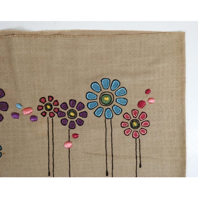 Early 20th Centry Arts and Crafts Floral Embroidered Textile For Sale In Seattle - Image 6 of 6
