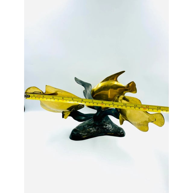 Vintage Brass & Bronze Tropical Fish Statue For Sale - Image 10 of 12