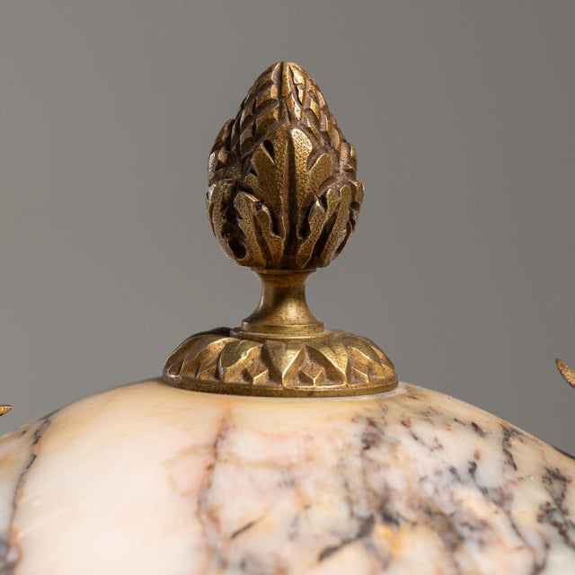 French Pair of 19th Century French Rose Louis XVI Marble & Brass Cassolettes For Sale - Image 3 of 15