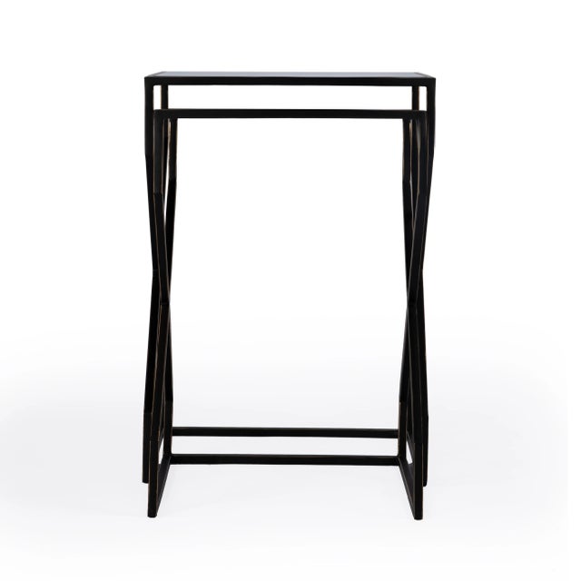 Contemporary Demi Modern Mirrored Nesting Tables, Black - Set of 2 For Sale - Image 3 of 7