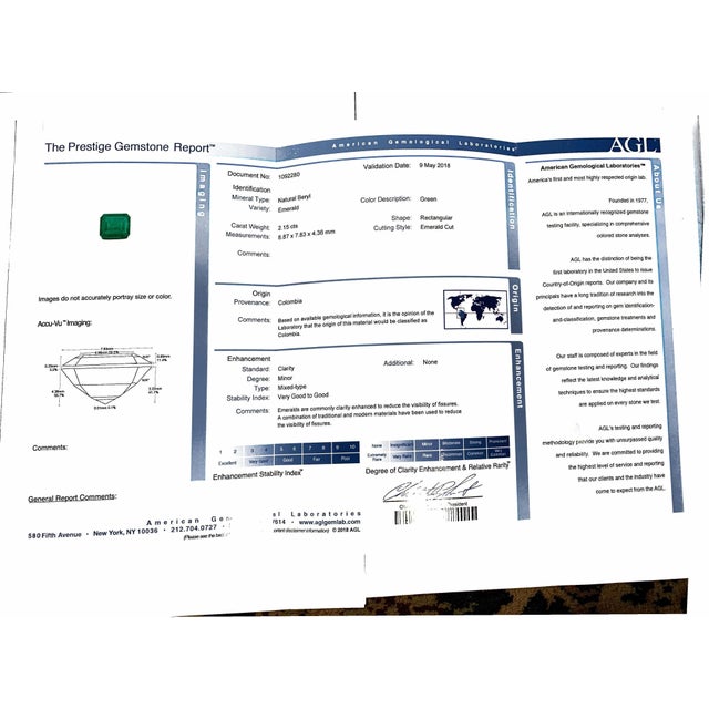 Gemstone AGL Certified Minor Traditional 5 Carat Colombian Emerald Diamond Stud Earrings For Sale - Image 7 of 18