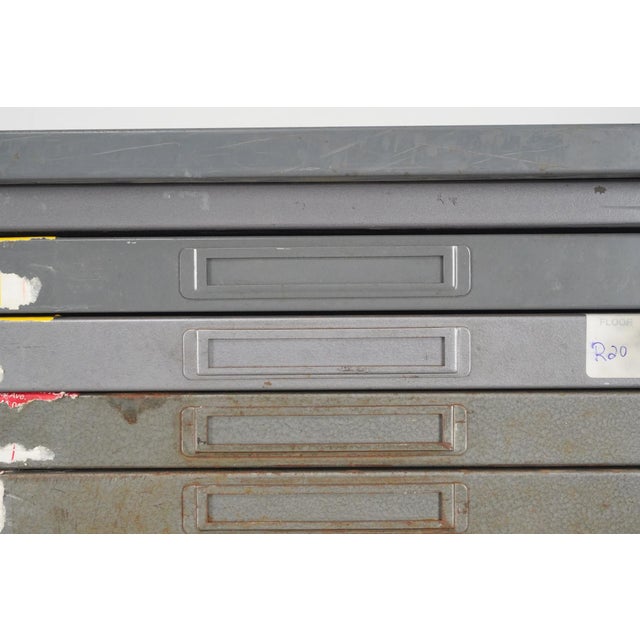 Mid 20th Century Reclaimed Thirty Drawers Steel Flat File Map Cabinet For Sale - Image 6 of 11