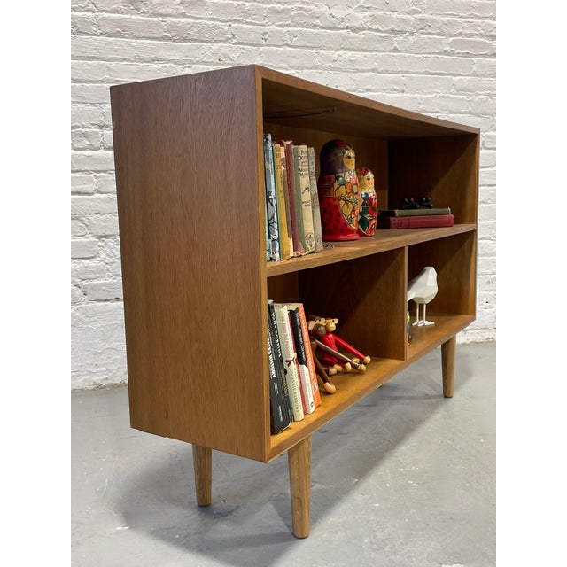 Brown Mid Century Modern Bookcase | Danish Bookshelf Tapered Legs, C. 1960’s - Only One Available For Sale - Image 8 of 14