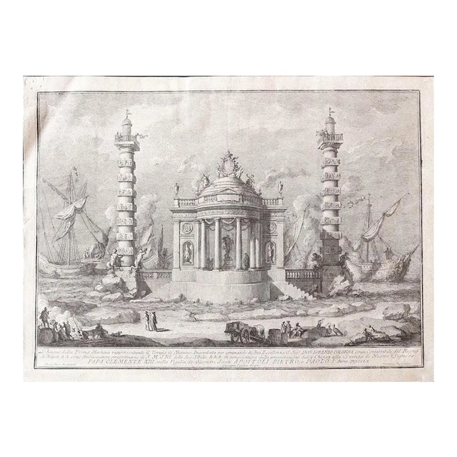 The Temple of Neptune - Original Etching by Giuseppe Vasi - Mid-18th Century For Sale