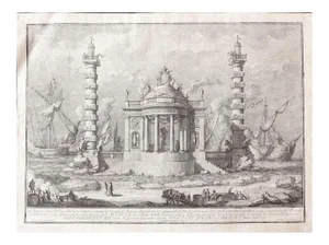 The Temple of Neptune - Original Etching by Giuseppe Vasi - Mid-18th Century