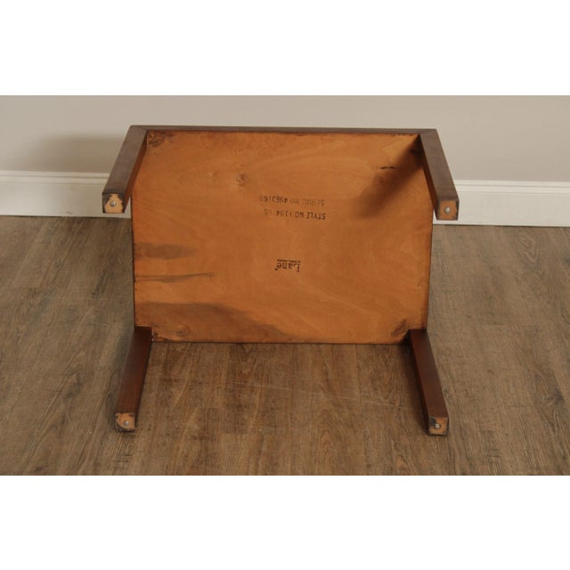 Lane Mid Century Modern Inlaid Parsons Style Square Walnut Side Table For Sale - Image 12 of 12