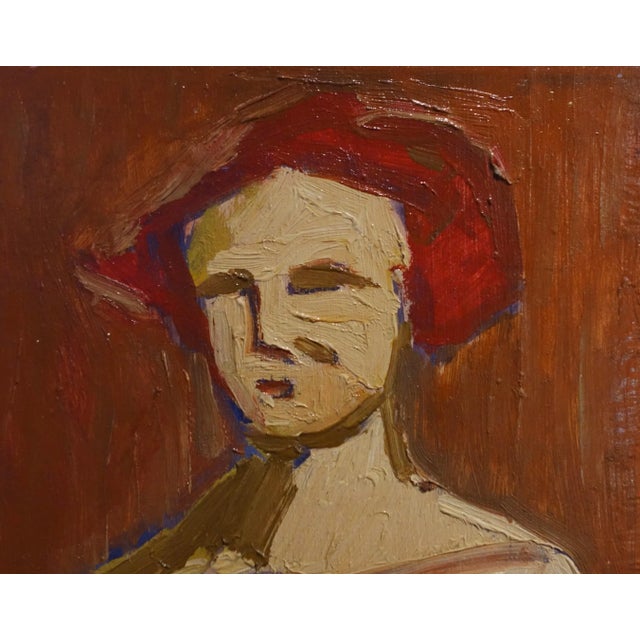 Edgardo Corbelli, Orange Nude Oil Painting, 1952 For Sale - Image 3 of 5