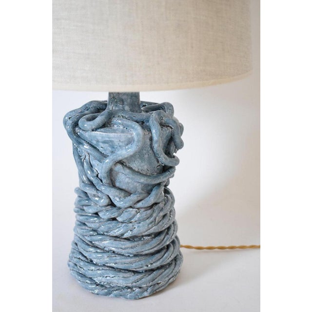 Contemporary Light Blue Ceramic Kasaï Gorgone Lamp from Barracuda Interiors For Sale - Image 3 of 5