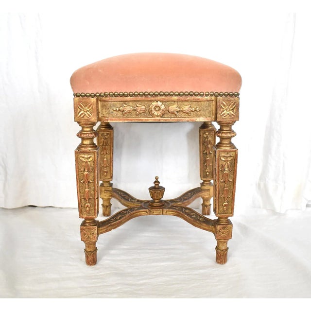 C. 1700 Louis XIV French Giltwood Tabouret For Sale - Image 4 of 13