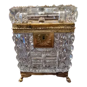 Early 19th Century Antique Baccarat Style French Empire Crystal Jewel Box