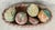 Brown 1970’s Vintage Monumental Mexican Folk Art Hand-Painted Terracotta Clay Fruit in Braided Oval Bowl, Centerpiece - Set of 6 For Sale - Image 8 of 12
