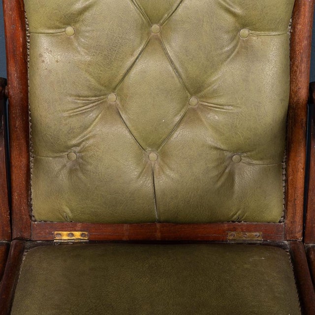 Antique English Mahogany Reclining Armchair with Green Leather Upholstery, 19th Century For Sale - Image 18 of 18