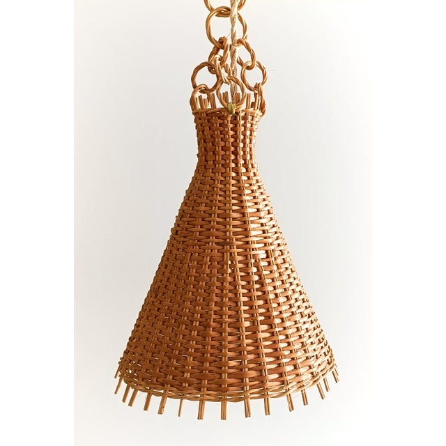 1950s Mid-Century Wicker Pendant Lamp, 1950s For Sale - Image 5 of 12