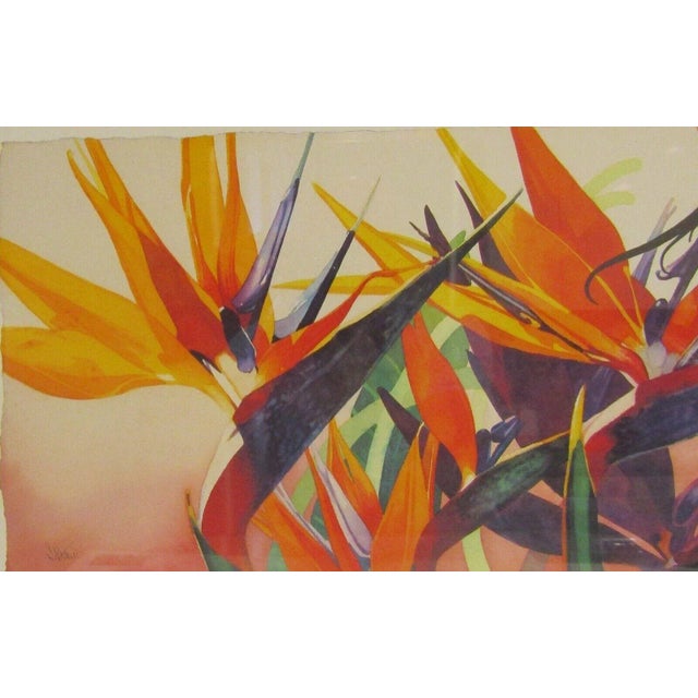 1990s Signed, Numbered and Titled "The Importer" Bird of Paradise and Crane Lithograph For Sale - Image 5 of 10