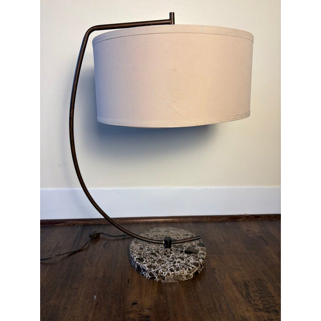 Mid-Century Modern Italian Modernist Style Bronze-Finish & Stone Cantilever Table Lamp For Sale - Image 3 of 5