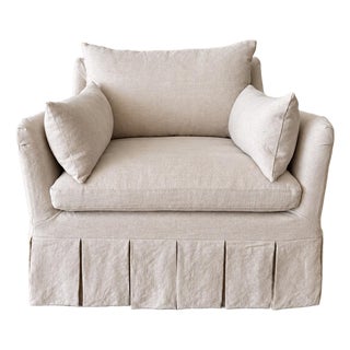 Parisian Chair Slip Covered in Belgian Linen- Oyster For Sale