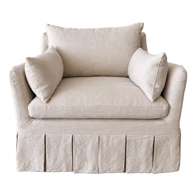 Parisian Chair Slip Covered in Belgian Linen- Oyster For Sale