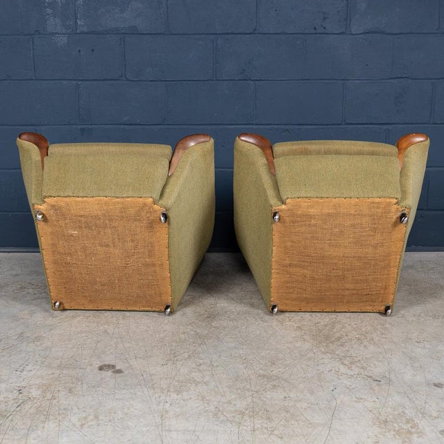 English Olive Green Upholstered Armchairs, 1960s, Set of 2 For Sale - Image 18 of 18