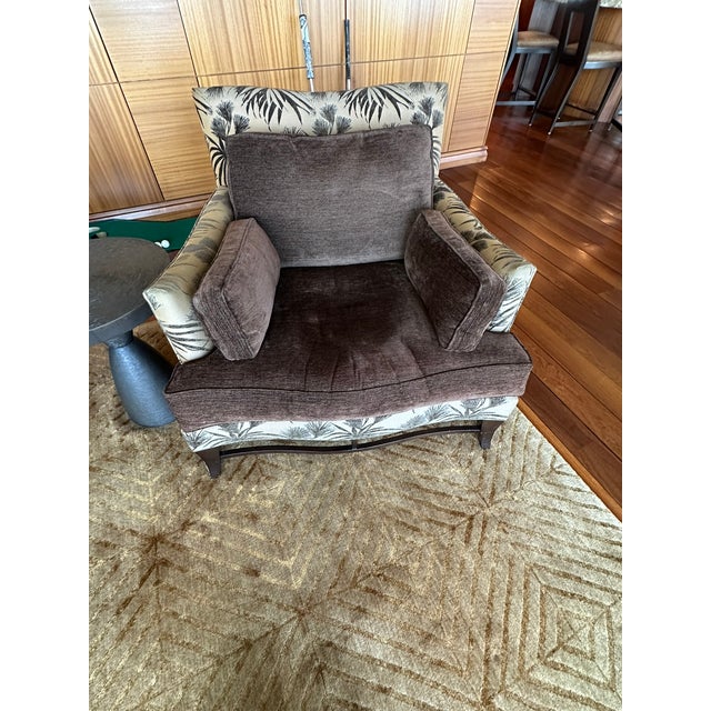 2000 - 2009 Donghia Upholstered Lounge Chair – Tropical Patterned Exterior & Solid Interior For Sale - Image 5 of 10