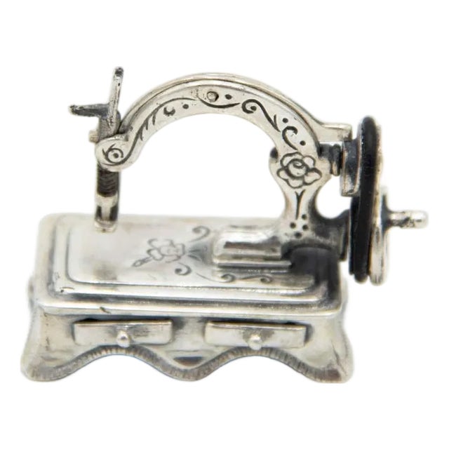 Miniature Silver Sewing Machine For Sale