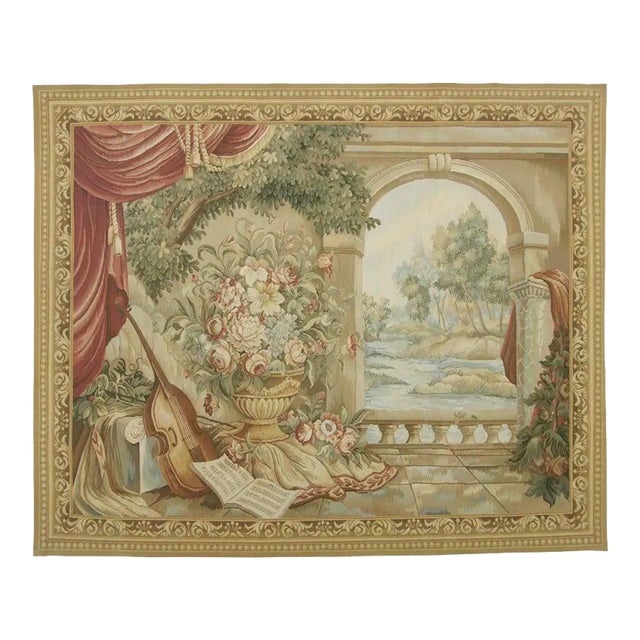 Vintage Tapestry Depicting a Royal Music Room For Sale