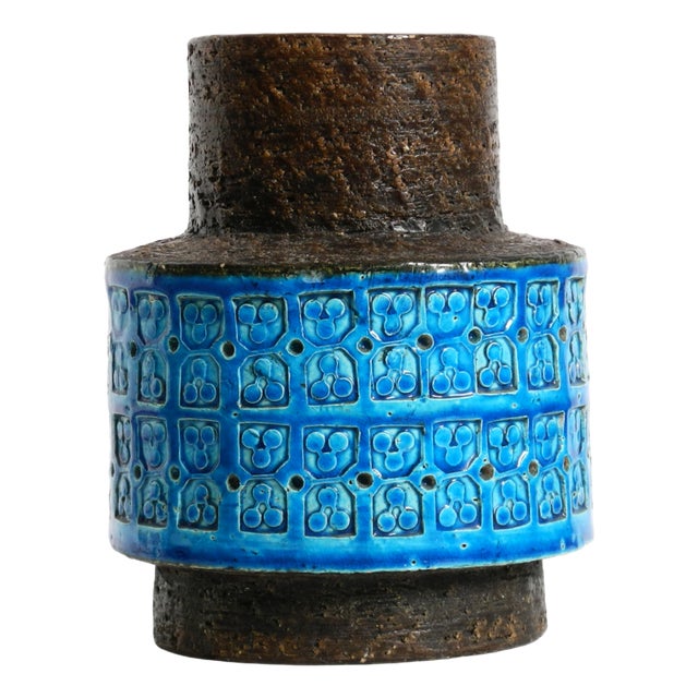 Rimini Blue Ceramic Vase by Aldo Londi for Bitossi, Italy, 1960s For Sale