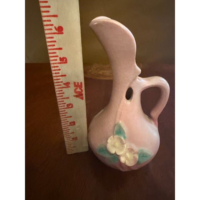 1950s Roseville Mock Orange Pink 1950 Vintage Mid Century Modern Pottery Ewer 916-6 For Sale - Image 5 of 6