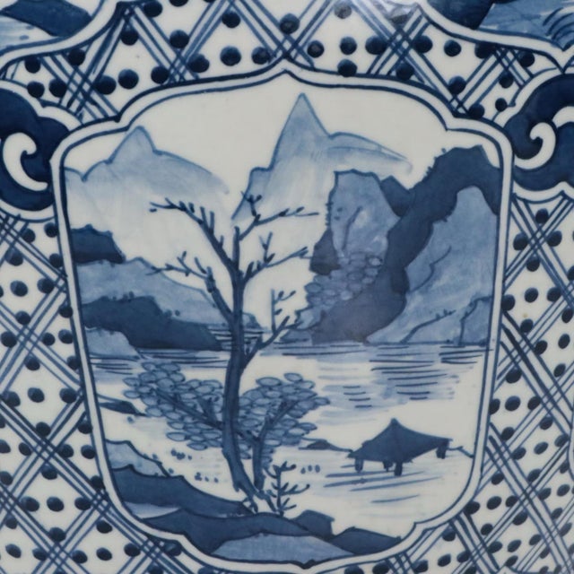 Mid 20th Century Large 20th Century Guangxu Chinese Export Porcelain Blue & White Vase and Cover For Sale - Image 5 of 12