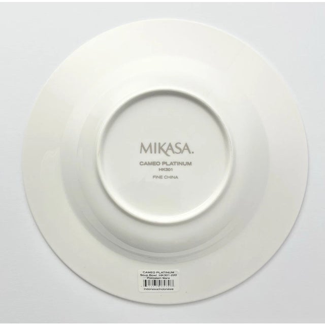 2010s Mikasa “Cameo Platinum” Bone China Rim Soup Bowls - Set of 12 For Sale - Image 5 of 7