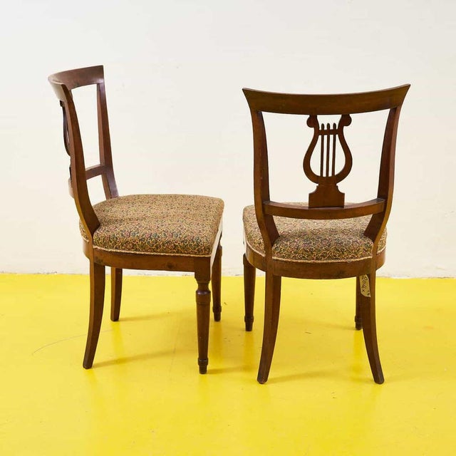 Brown Antique Wooden Chairs with Lyre-Shaped Backs, Set of 2 For Sale - Image 8 of 9