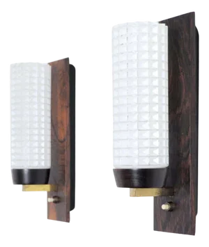 Danish Modern Wall Sconce in Rosewood and Glass from Lyfa, Set of 2