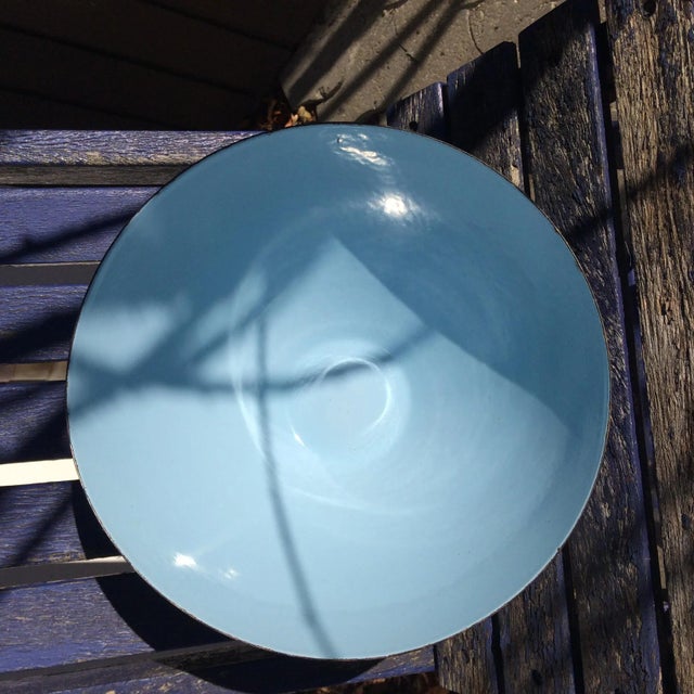 Vintage Enamel Krenit Bowl in Black & Light blue by Herbert Krenchel, 1953 For Sale - Image 6 of 10