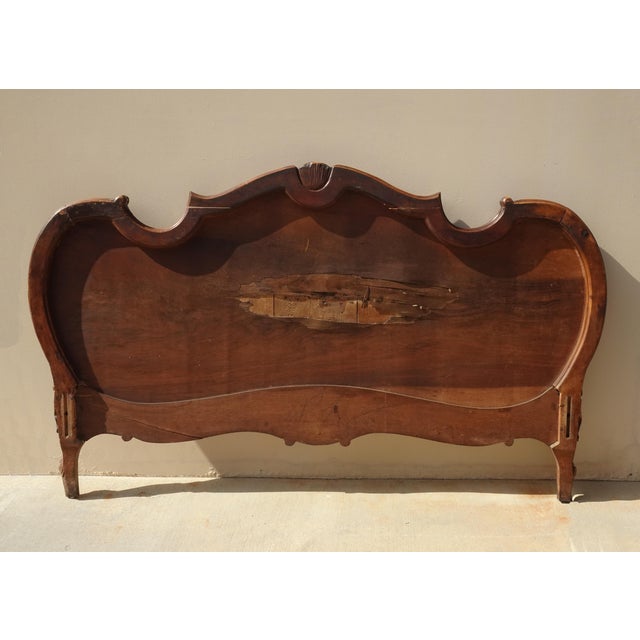 1930s Bed Frame ~ Antique French Louis XVI Brown Headboard Fb & Rails For Sale - Image 5 of 13