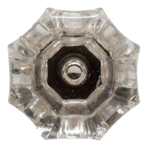 Pair of Glass Door Knobs With Cast Iron Shank