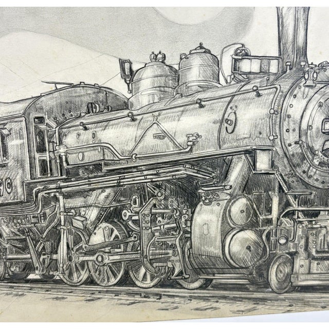 Illustration 1980 Steve Le Bailly Original Graphite Illustration of Union Pacific #490 For Sale - Image 3 of 8