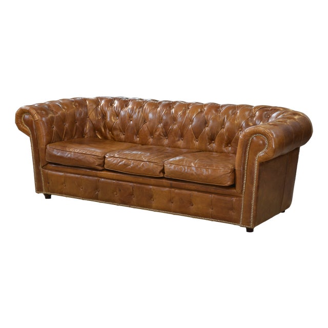 Chesterfield Sofa in Brown Leather, 2000s For Sale