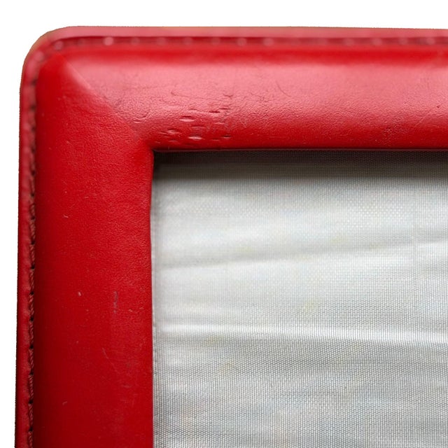Vintage Spanish Red Leather Rectangular Table Picture Frame With Easel Back For Sale In New York - Image 6 of 6