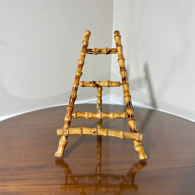 1970s Vintage Scorched Bamboo Table Easel For Sale - Image 5 of 6