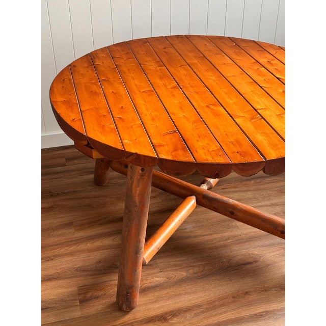 Vintage Alpine Scalloped Pine Log Dining Table For Sale - Image 16 of 16