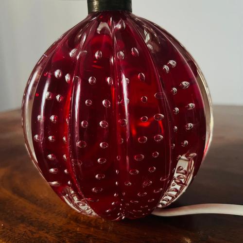 Vintage Cherry Red Murano Glass Table Lamp For Sale - Image 5 of 9