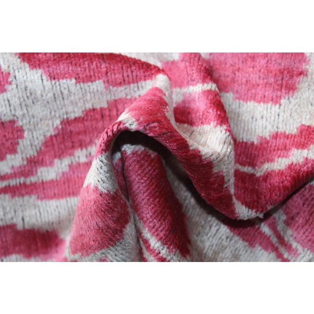 2020s Pink Turkish Velvet Ikat Pillow 16 X 16 For Sale - Image 5 of 7