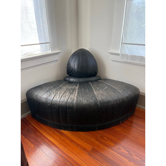 Modern 1980s Post Modern Roche Attributed to Roche Bobois Leather Round Chairs For Sale - Image 3 of 12