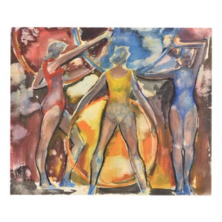 Alberts Goltjakovs, Gymnasts, 1966, Watercolor For Sale